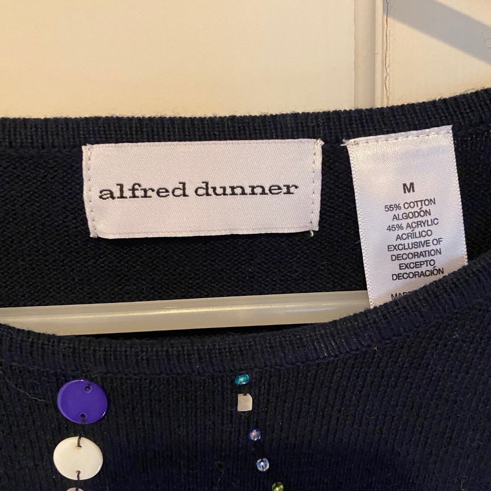 Navy Alfred Dunner Beaded Sweater MED - Picture 2 of 3
